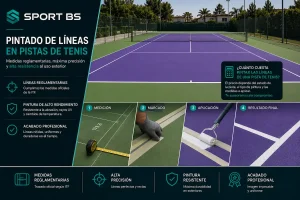 Cómo repintar una pista de tenis aplicando pintura acrílica sobre el pavimento deportivo.