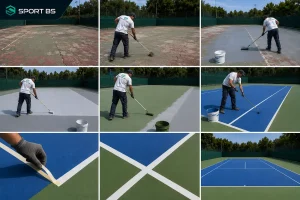 Cuánto cuesta reparar una pista de tenis: superficie deteriorada antes de la rehabilitación.